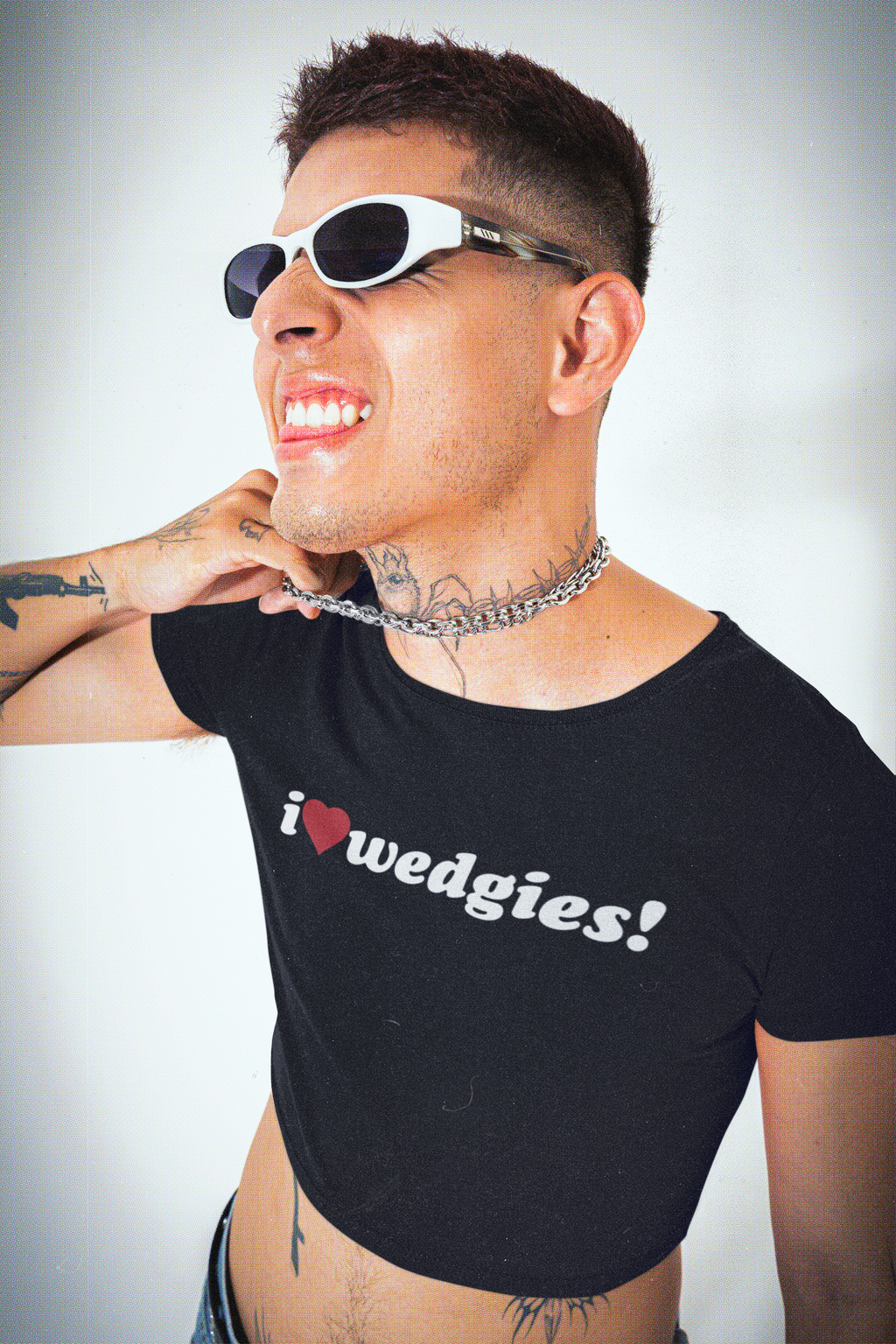 "i heart wedgies" Fitted Crop Top