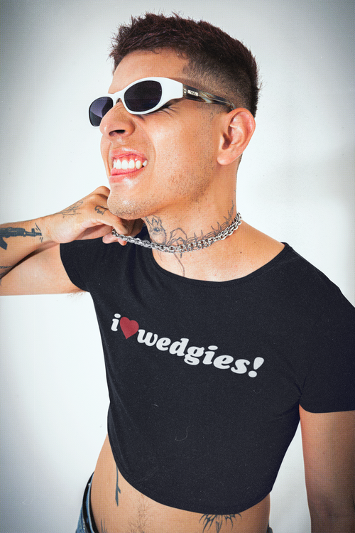 "i heart wedgies" Fitted Crop Top